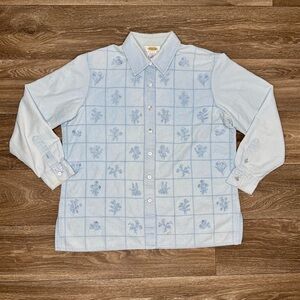 Talbots Floral Embellished Button Front Shirt Women’s Size Small